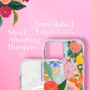 Rifle Paper Clear MagSafe vāciņš ierīcei iPhone 14 Plus, ar “Garden Party Blush” rakstu