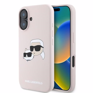 Karl Lagerfeld silikona viedtālruņa apvalks Nauble Heads Print Magnētiskais iPhone 16 Plus - rozā