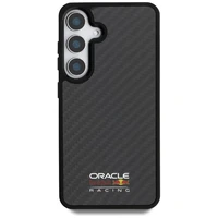 Viedtālruņa apvalks RED BULL Real Carbon Fiber Spīdīgais logotips MagSafe Samsung Galaxy S25 Melns
