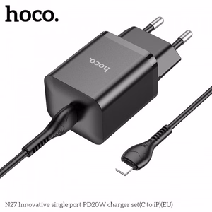 Lādētājs Hoco N27 melns (PD20W) + Type-C / Lightning 100cm kabelis