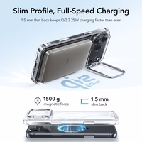 ESR Classic Hybrid Kickstand Magnētiskais viedtālruņa apvalks iPhone 17 Pro - caurspīdīgs