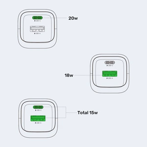 Unitek GaN tīkla lādētājs USB-A un USB-C 20W melns