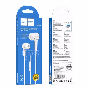 HOCO vadu austiņas Jack 3,5 mm ar mikrofonu M104 baltas