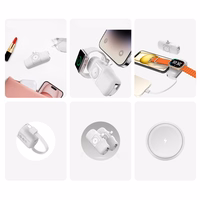 Wozinsky WF16-YCS 5000mAh 15W USB-C mini portatīvais lādētājs ar iebūvētu USB-C kabeli un Apple Watch lādētāju - balta