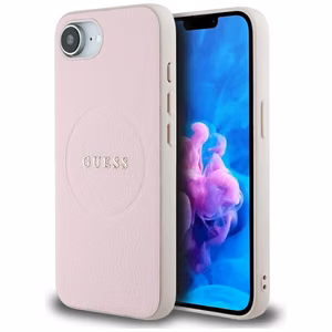 Guess Grained Ring MagSafe viedtālruņa apvalks iPhone 16e - rozā