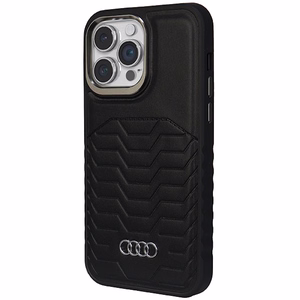 Audi sintētiskās ādas viedtālruņa apvalks MagSafe iPhone 14 Pro Max - melns