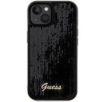 Guess Sequin Script Metal viedtālruņa apvalks iPhone 14 / 15 / 13 - melns