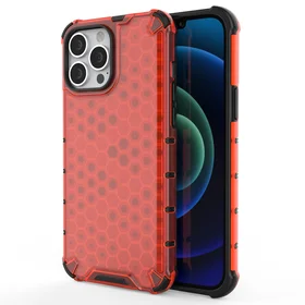 Honeycomb Case bruņu vāks ar TPU buferi iPhone 13 Pro Max sarkans