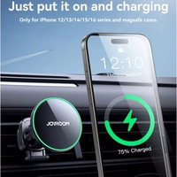 Automašīnas turētājs Joyroom "JR-ZS214" Qi2 melns (bezvadu uzlāde 15W) (magnētisks / gaisa restīte)