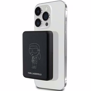 Karl Lagerfeld NFT Outline Ikonik MagSafe 5000 mAh indukcijas ārējā baterija – melns