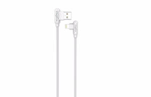 Kabelis MX CORNER ātrās uzlādes Lightning 2.4A/1M, balts leņķa