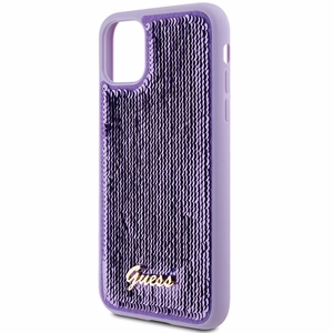 Guess Sequin Script Metal apvalks viedtālrunim iPhone 11 / Xr - violets
