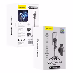 Blavec Selfie statīvs Alumīnija Coco Mini P-05 MagSafe statīvs + attālās vadības pults + turētājs 0,41 metri - melns