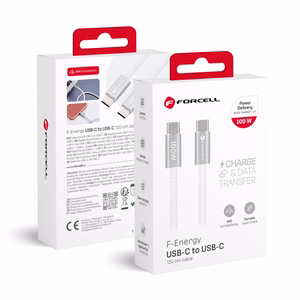 Kabelis USB C uz USB C Forcell F-Energy QC4.0 PD 5A 100W Cafule Color 1,2 m ACYH23 balts