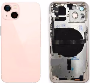 Baterijas vāciņš iPhone 13 Pink ar NFC uzlādes flex, mikrofonu oriģināls (lietots Grade B)