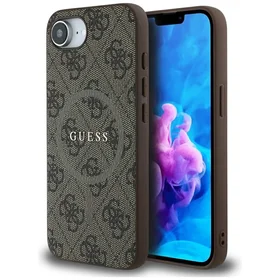 Guess 4G Ring Classic Logo Magnētiskais viedtālruņa apvalks iPhone 16e - brūns