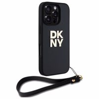 DKNY Wrist Strap Stock Logo viedtālruņa apvalks iPhone 16 Pro - melns