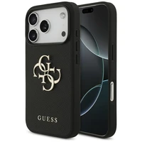 Guess Graudains Liels 4G un Klasiskais Logotips viedtālruņa apvalks iPhone 17 Pro - melns