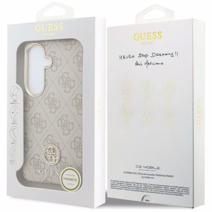 Guess maciņš 4G Rhinestone Round Logo MagSafe priekš Samsung Galaxy S26 Plus rozā