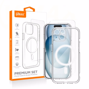 Vmax komplekts Mag apvalks + stikls 2,5D premium iPhone 15 Plus 6,7"