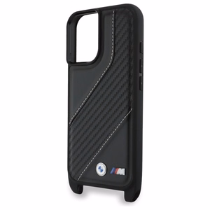 BMW M Edition Carbon Stripe & Strap Viedtālruņa apvalks Apple iPhone 16 - melns