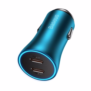 Baseus Golden Contactor Pro automašīnas lādētājs 2x USB-C 40W zils (CGJP000003)