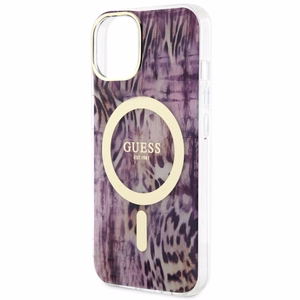 Guess Leopard Magnētiskais viedtālruņa apvalks iPhone 14 - rozā