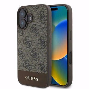 Guess 4G Bottom Stripe viedtālruņa apvalks iPhone 16 - brūns
