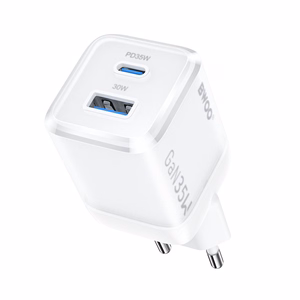 BWOO GaN wall lādētājs CDA222 PD 35W 1 x USB 1 x USB-C, balts