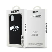 DKNY Šķidrs silikona balts drukāts logotips magnētiskais viedtālruņa apvalks iPhone 11/Xr - melns