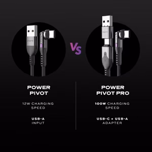STATIK PowerPivot Pro neilona pīts kabelis, USB-C uz USB-C, 2 m, melns