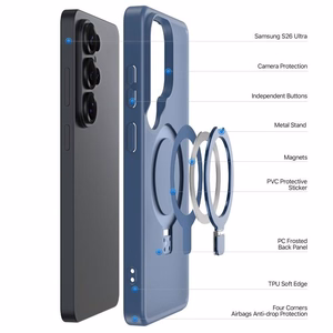 Futrālis Dux Ducis Yind Magnetic Stand Samsung S948 S26 Ultra tumši zils