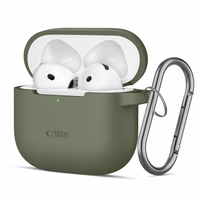 Tech-Protect silikona apvalks ar āķi AirPods 4 - zaļš