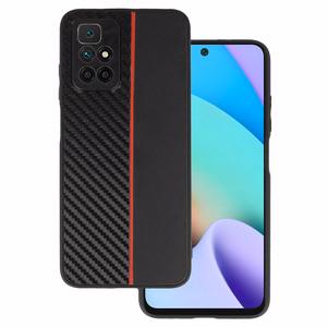 Tel Protect OGLEKĻA apvalks Xiaomi Redmi 10 melns ar sarkanu svītru