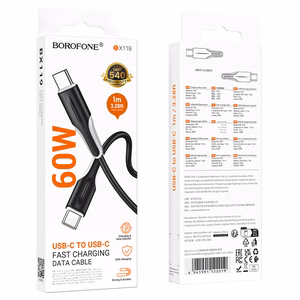 Borofone Cable BX119 New - Type C to Type C - PD 60W 1 metre black