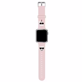 Karl Lagerfeld siksniņa KLAWLSLCKP Apple Watch 42/44/45/49mm rozā silikona Karl & Choupette Heads