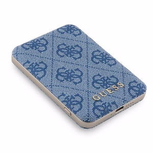 Guess беспроводной внешний аккумулятор 15W GUPB5FP4EMGB 5000mAh синий/синий 4G Leather Metal Logo MagSafe