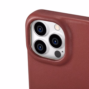 iCarer CE Premium ādas folio viedtālruņa apvalks iPhone 14 Pro Max magnētiskais atveramais apvalks MagSafe sarkana
