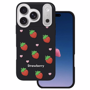 Zemeņu maciņš iPhone 17 Pro / 18 Pro 6,3'' melns