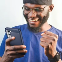 Carbon apvalks viedtālrunim Samsung Galaxy S23+ elastīgs silikona oglekļa apvalks zils