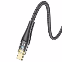 Kabelis USB A uz USB C Hoco 2,4A 1,2 m U121 melns caurspīdīgs