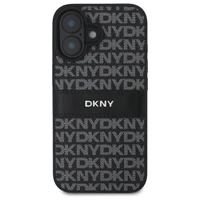 DKNY tekstūras raksta svītrains viedtālruņa apvalks iPhone 16 - melns