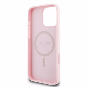 Guess MagSafe Grained Gold Ring iPhone 15 Pro Max Case - Pink