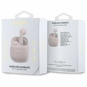 Guess GUTWSJ14ESGP Printed Classic Logo TWS Bluetooth austiņas ar uzlādes futrāli, rozā