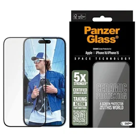 PanzerGlass keramiskais aizsargstikls iPhone 16 6.1" Ultra-Wide Fit 2853