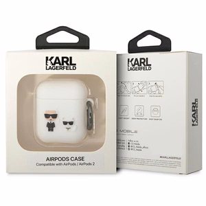 Karl Lagerfeld KLACA2SILKCW чехол AirPods 1/2 белый/белый Silicone Karl & Choupette