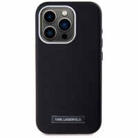 Karl Lagerfeld FW Metal Plate Magnētiskais iPhone 15 Pro Max viedtālruņa apvalks - melns