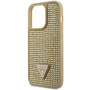 Guess GUHCP14LHDGTPD iPhone 14 Pro 6.1" zelts zelts Kietais vāciņš Rhinestone Triangle