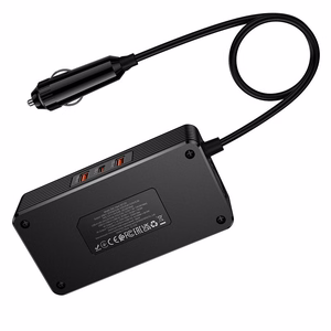 Smart dual car inverter charger Hoco 2 lighter ports max 200W PD66W/1C2A Z66 black