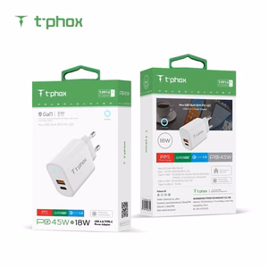 SIENAS LĀDĒTĀJS T-PHOX GLORY 45W USB/USB-C BALTS